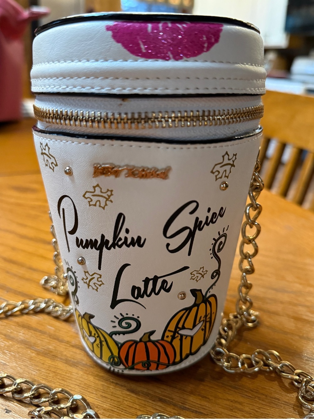 Rare Betsey Johnson Pumpkin Spice Latte Crossbody Bag